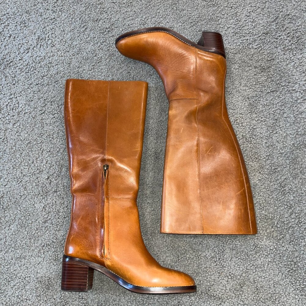Tan Leather Knee-High Boots - Picture 8 of 12